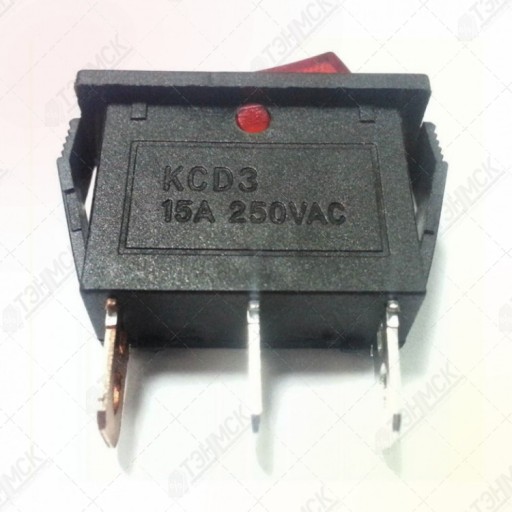 НАБОР 6 шт Выключатель одноклавишный 13*30мм, 15А, 250V, 2 положения, с сигнальной лампой, Thermex, KM66154