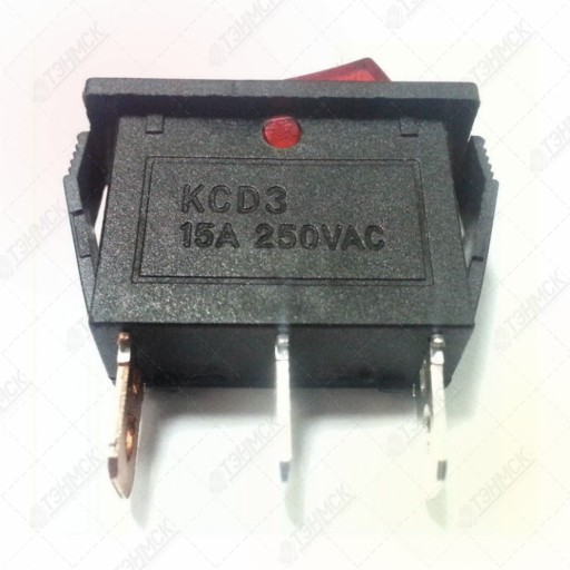 Выключатель одноклавишный 13*30мм, 15А, 250V, 2 положения, с сигнальной лампой, Thermex, 66154